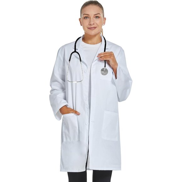 Professional Lab Coat for Women Long Sleeve, White, Unisex - Picture 3 of 5